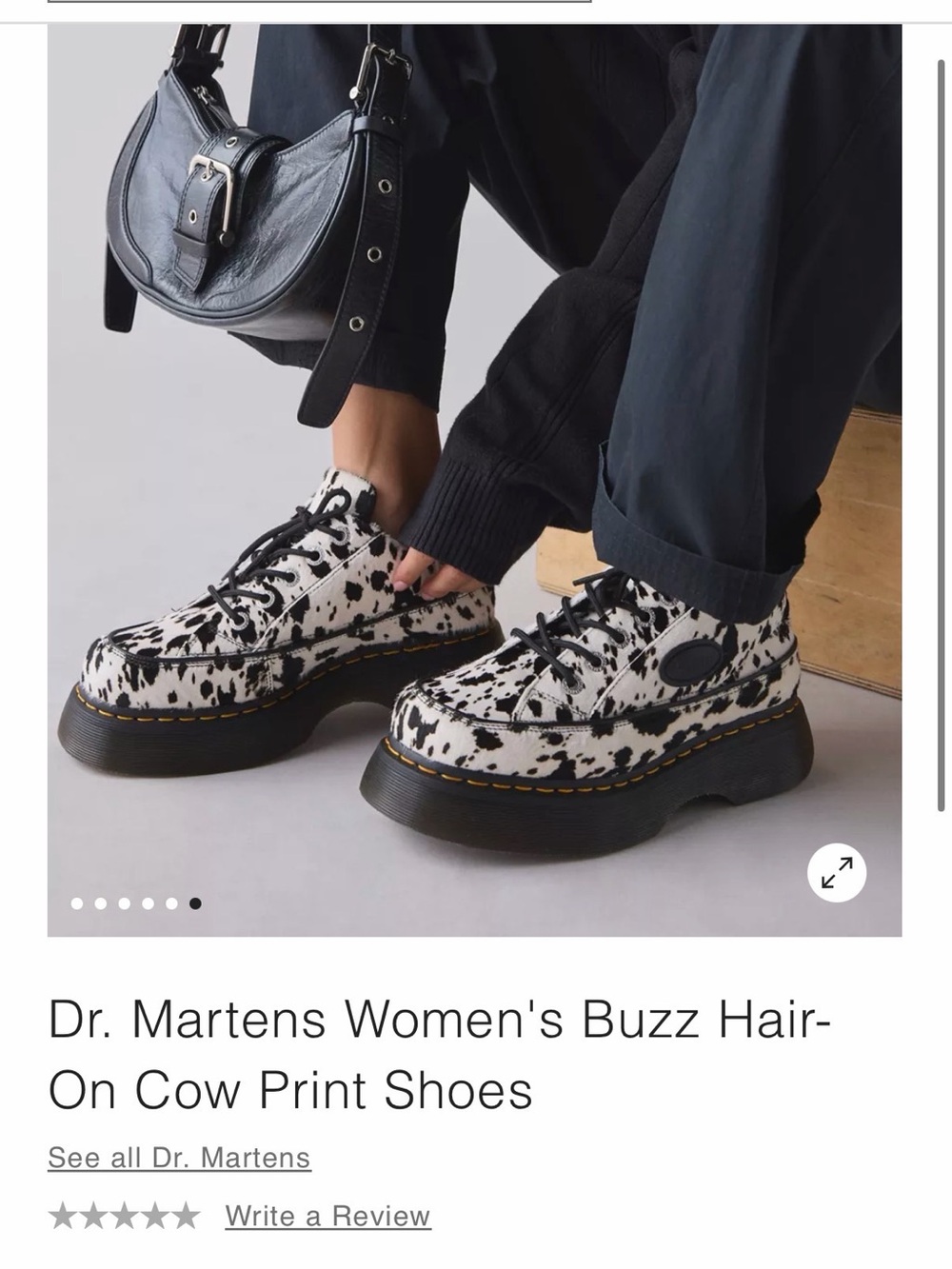 Dr. Martens Black & White Cow-Print Platform Lace-Up Shoes